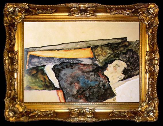 framed  Egon Schiele The Artist-s Mother Sleeping, ta009-2
